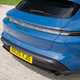 Porsche Taycan Sport Turismo (2025) review: tail lights and tailgate detail, blue paint