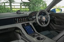 Porsche Taycan Sport Turismo (2025) review: dashboard and infotainment, grey Alcantara trim