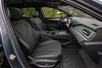 BYD Seal 6 DM-i saloon (2025) review: front seats, black leather upholstery
