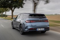 BYD Seal 6 DM-i Touring (2025) review: rear three quarter tracking, grey paint