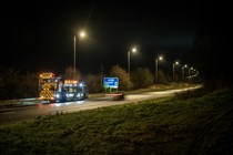 Image showing a traffic control vehicle stopped on a motorway hard shoulder at night