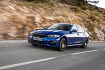 BMW 3 Series review - front view, blue, driving