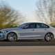 BMW 3 Series review - 2022 facelift, grey, side view, driving