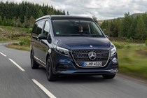 Mercedes-Benz V-Class Marco Polo campervan review - front, blue, cj hubbard driving