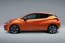 Nissan Micra, orange, side