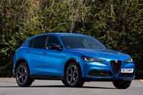 Alfa Romeo Stelvio review - 2023 facelift, front view, blue