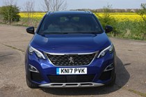 Peugeot 3008 SUV (2016-) UK GT-Line model in blue - exterior detail - Bonnet, grille and trim