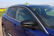 Peugeot 3008 SUV (2016-) UK GT-Line model in blue - exterior detail - R/h side wing mirror and glass