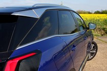 Peugeot 3008 SUV (2016-) UK GT-Line model in blue - exterior detail - R/h side glass and trim