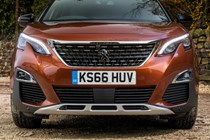 Peugeot 3008 SUV (2016-) UK model in copper. Front bumper and grille