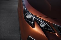 Peugeot 3008 SUV (2016-) in copper. Front headlamp cluster