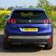 Peugeot 3008 SUV (2016-) UK GT-Line model in blue - exterior detail - Rear bumper and exhaust