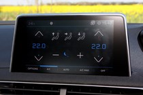 Peugeot 3008 SUV (2016-) UK rhd GT-Line. Interior detail - Air conditioning control VDU
