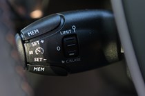 Peugeot 3008 SUV (2016-) UK rhd GT-Line. Interior detail - Cruise control settings