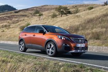 Peugeot 3008 SUV (2016-) French lhd in copper. Static exterior front three-quarters