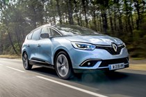 Renault Grand Scenic blue driving front side