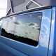 VW California review - 2016 model, Ocean sticker close up with clouds reflecting in side glass