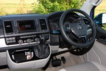 VW California review - 2016 model, dashboard, steering wheel and DSG gearlever