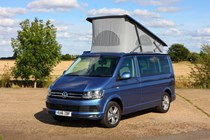 VW California review - 2016 model, front view with roof up