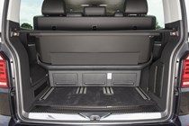 VW Caravelle boot area luggage space, short-wheelbase model, seats moved slightly forward