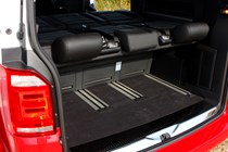 VW Caravelle, load area, red and white Generation Six model