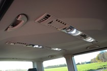 VW Caravelle T6 interior, roof mounted ventilation in the rear