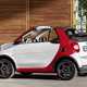 Smart ForTwo Cabrio rear roof down red white