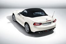 Fiat 124 Spider white rear roof up