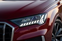 Audi SQ7 review (2022) - LED headlight detail shot