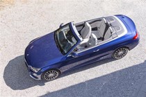 C-Class cabriolet blue overhead roof open view