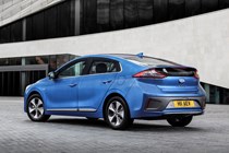 Hyundai Ioniq electric blue side rear