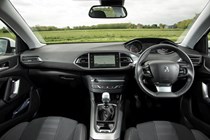 Peugeot 308 Hatchback (2014-) UK rhd model in metallic copper. Main interior image, Allure trim level