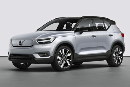 Volvo XC40 Recharge electric SUV - front view, silver, 2019