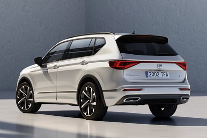 White 2020 SEAT Tarraco FR SUV rear three quarter