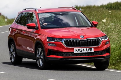 Skoda Karoq, red, front three-quarters, handling | Parkers