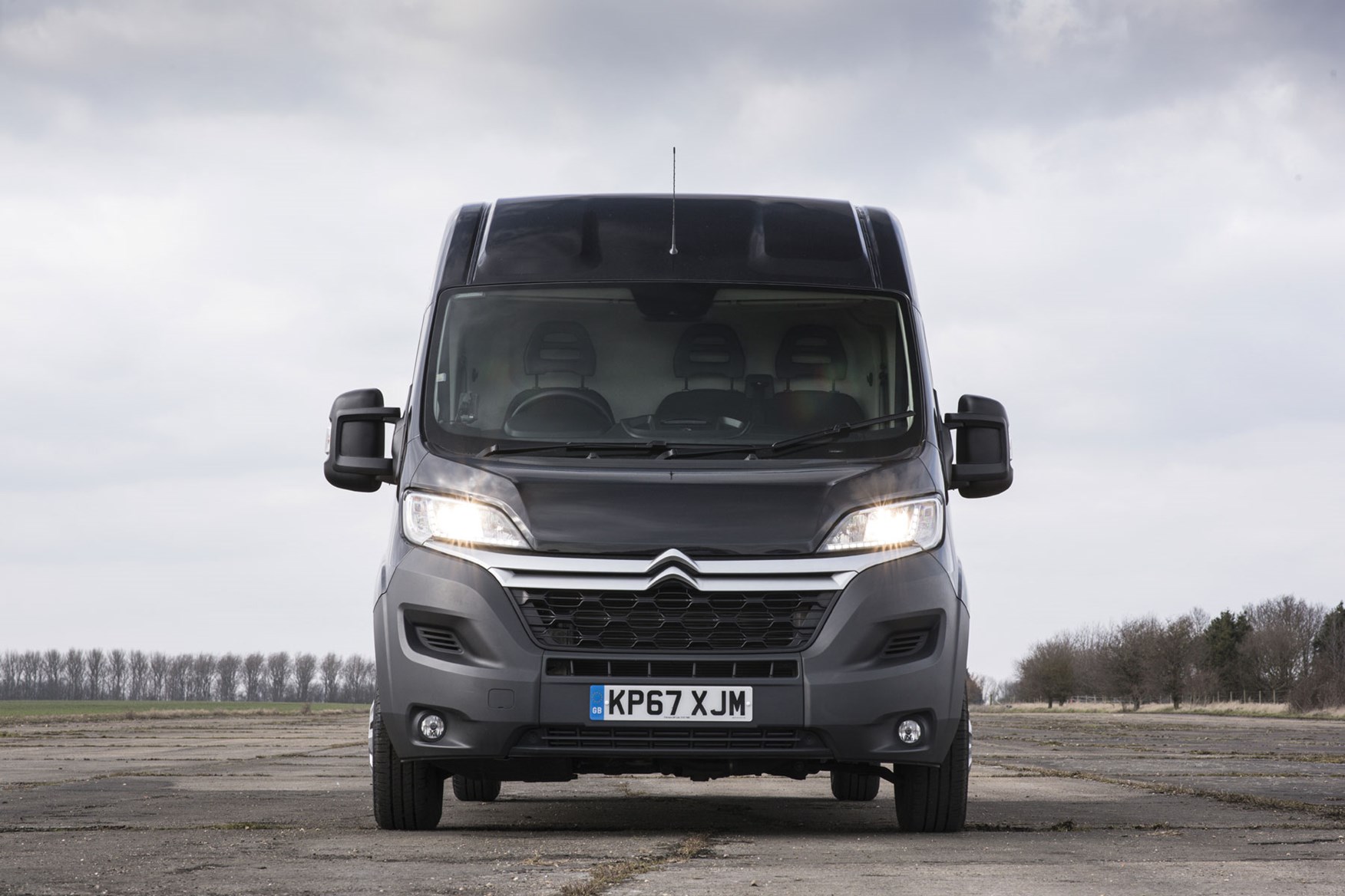 Citroen Relay review - dead-on front view, black
