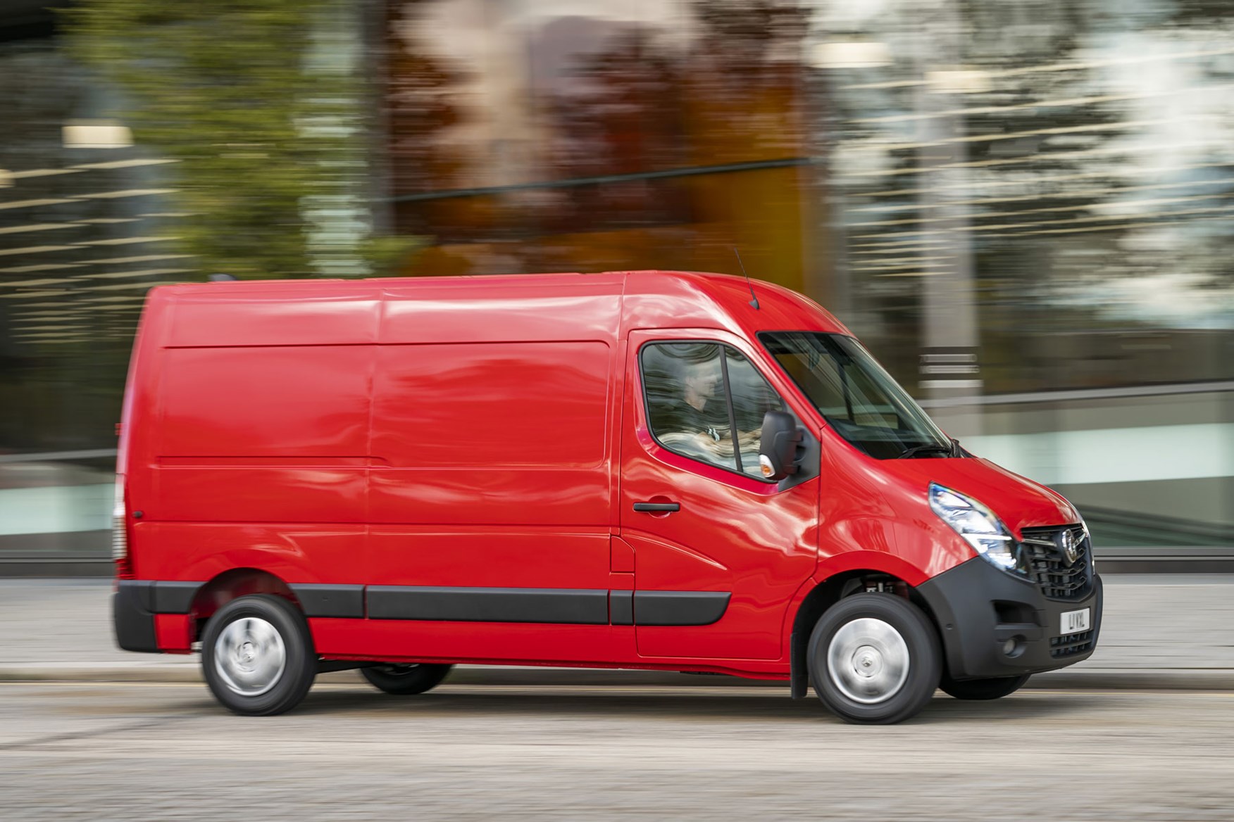 Vauxhall Movano review - 2020 model year, red, side view, driving, 2019