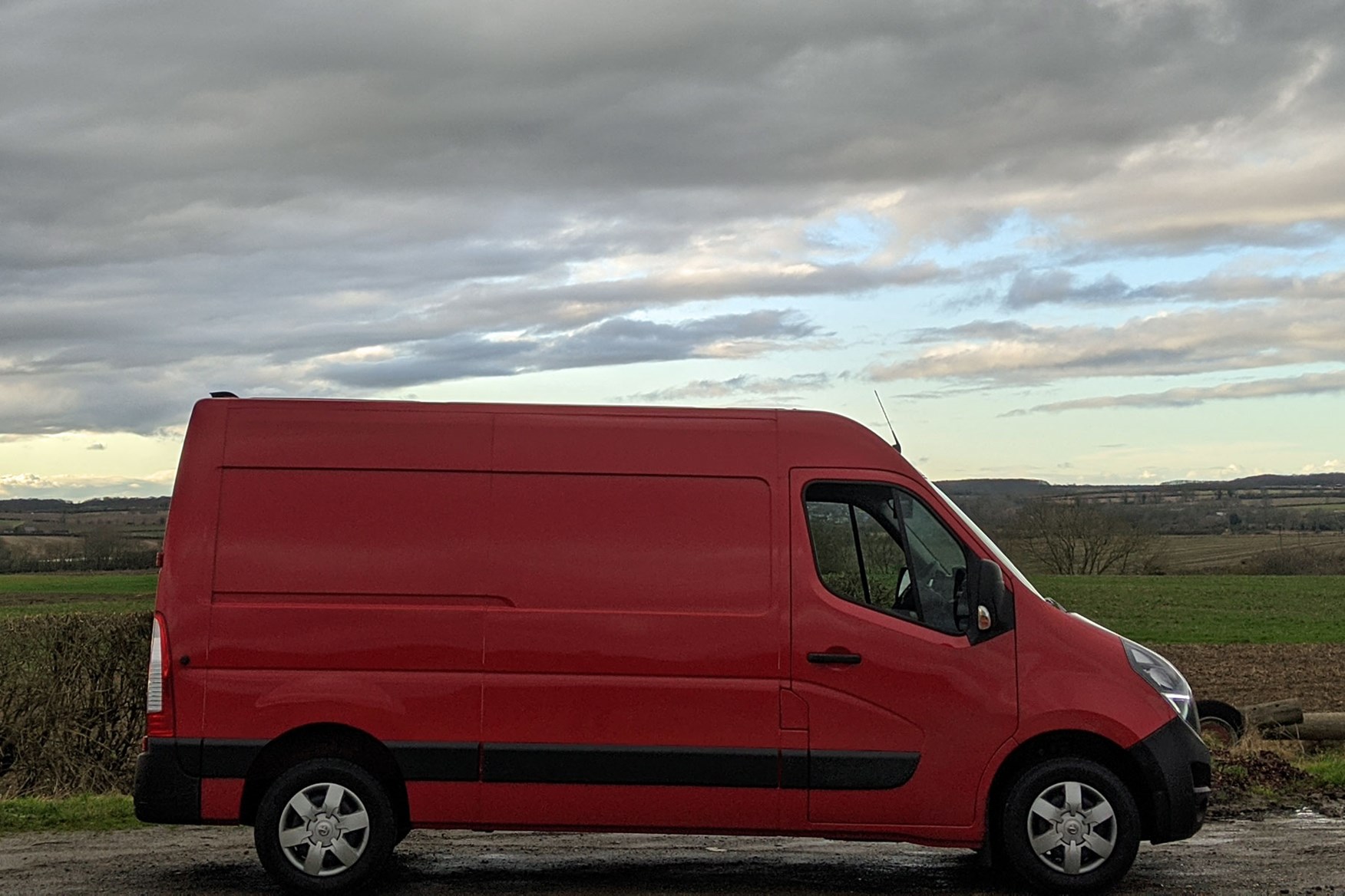 Vauxhall Movano 150hp FWD review - side view, red, 2020