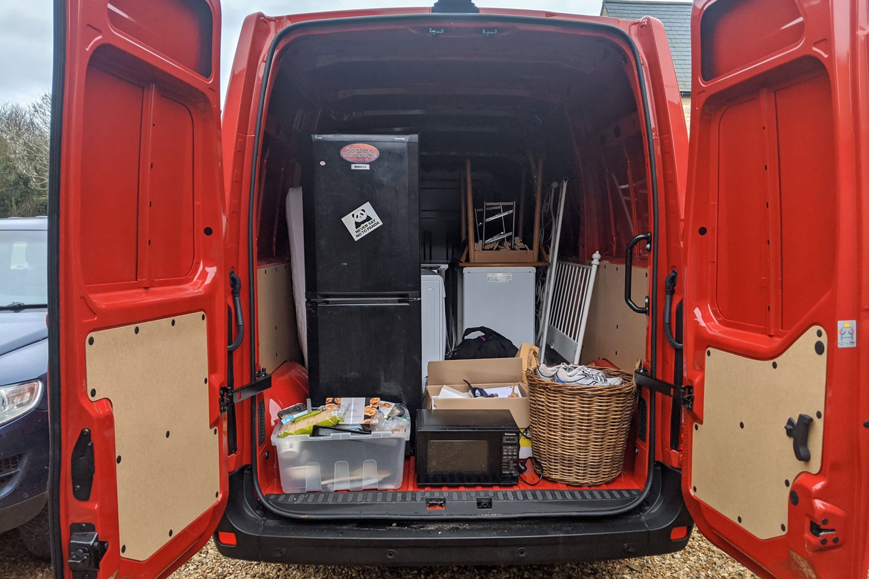 Vauxhall Movano 150hp FWD review - load area, filled with household contents, 2020