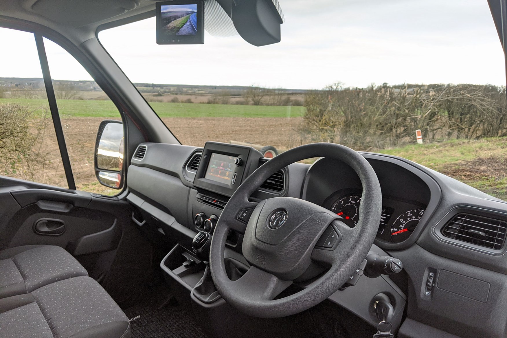 Vauxhall Movano 150hp FWD review - cab interior, steering wheel, dashboard, 2020