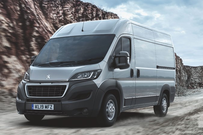 2019 Peugeot Boxer update - front view, silver, driving on rough track