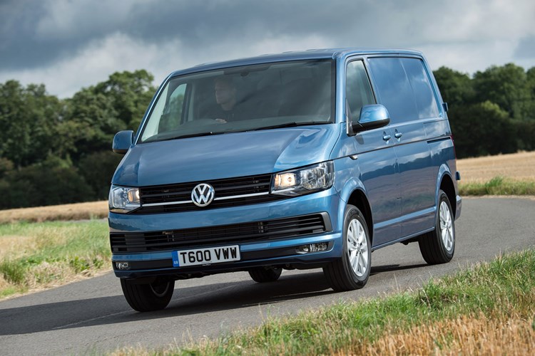 VW Transporter, front view, driving blue, van tax rates