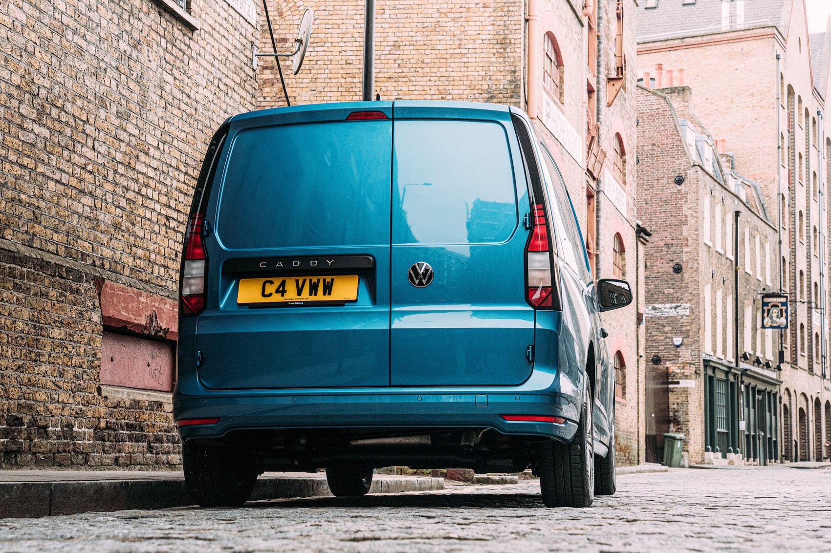 VW Caddy Cargo review, 2021, rear view, blue
