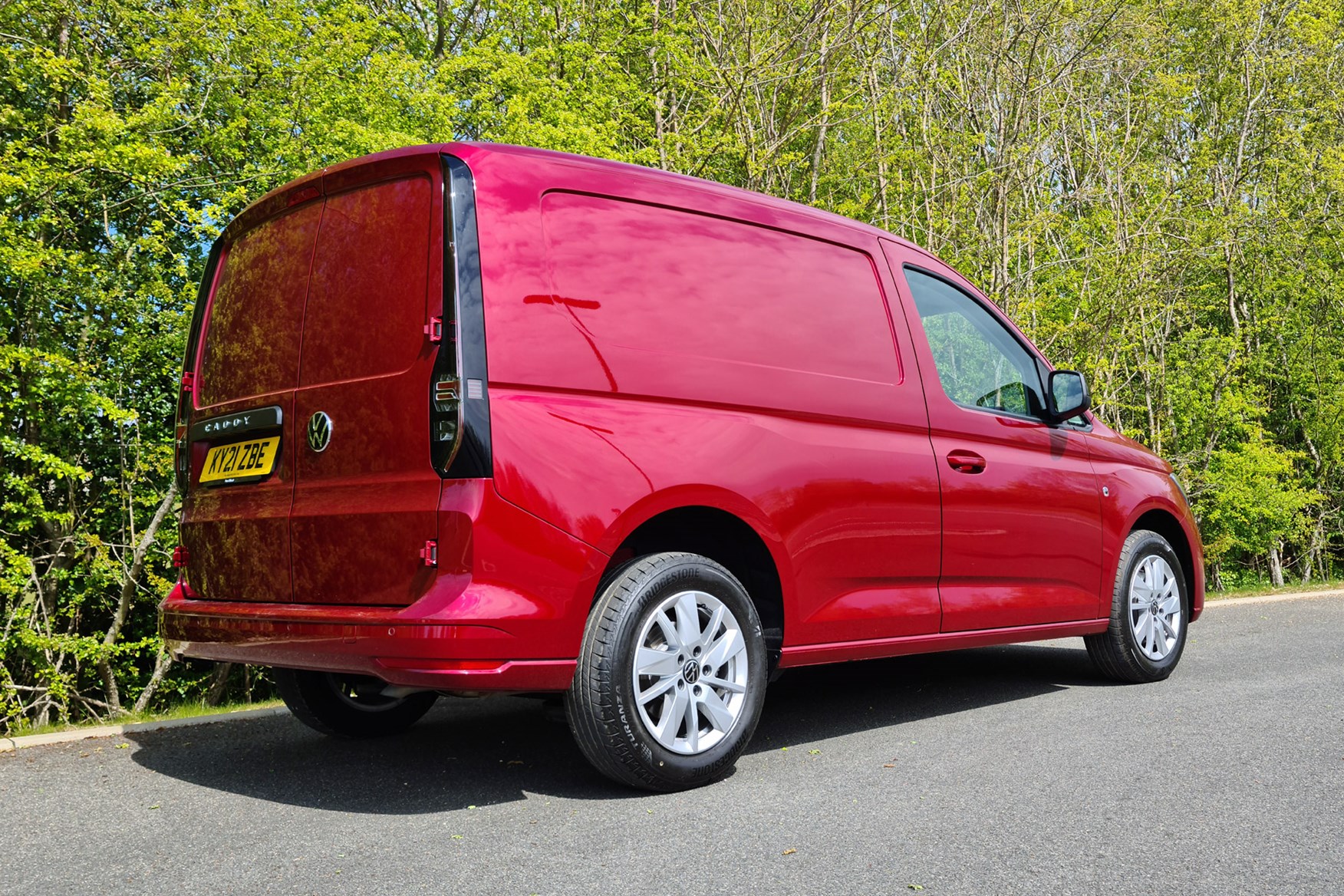 Volkswagen Caddy Cargo 1.5 TSI petrol review - rear view, red, low