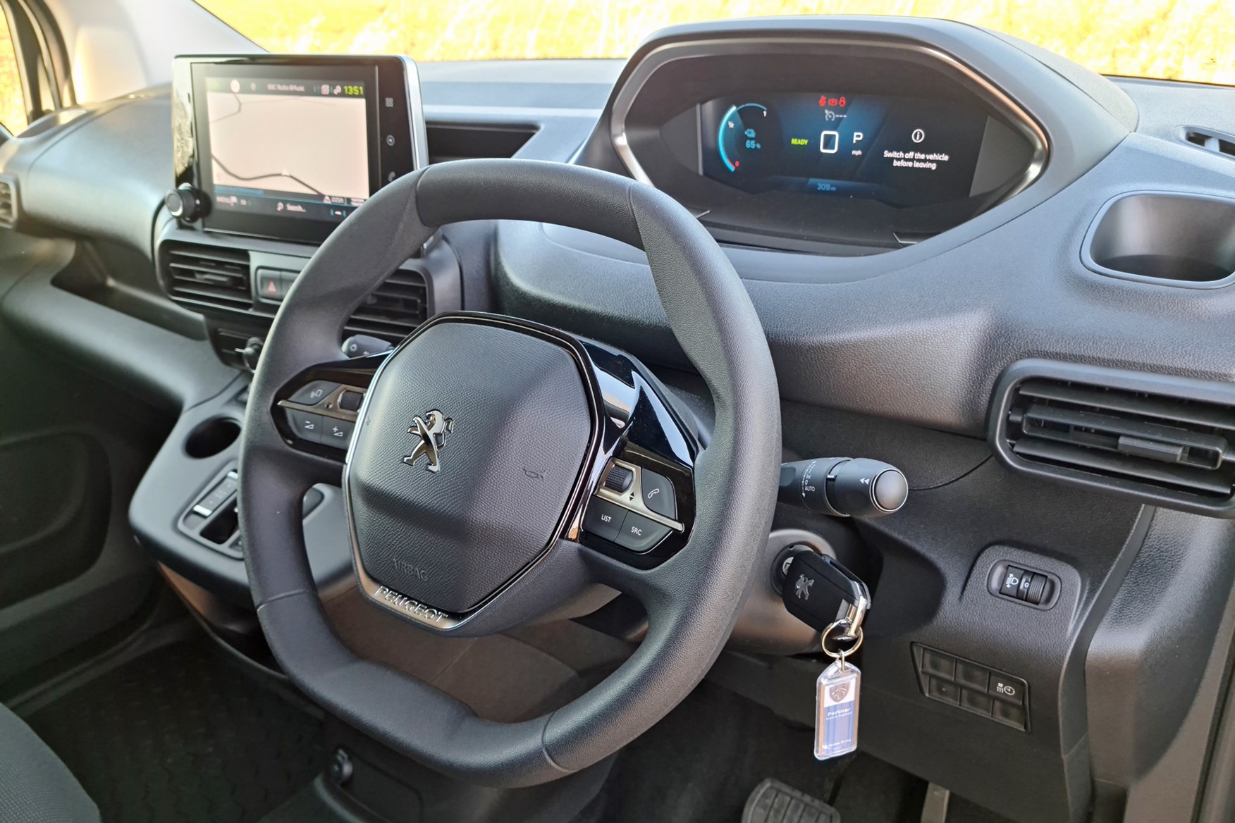 Peugeot e-Expert electric van review - cab interior, steering wheel, right-hand drive