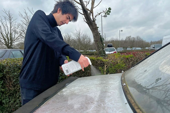 Aaron Hussain cleans a car with the Autoglym APC