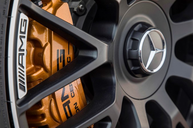 Huge brakes ensure the Mercedes-AMG GT Coupe stops as well as it goes