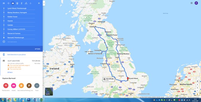Google maps route - Skoda Scala weekend away