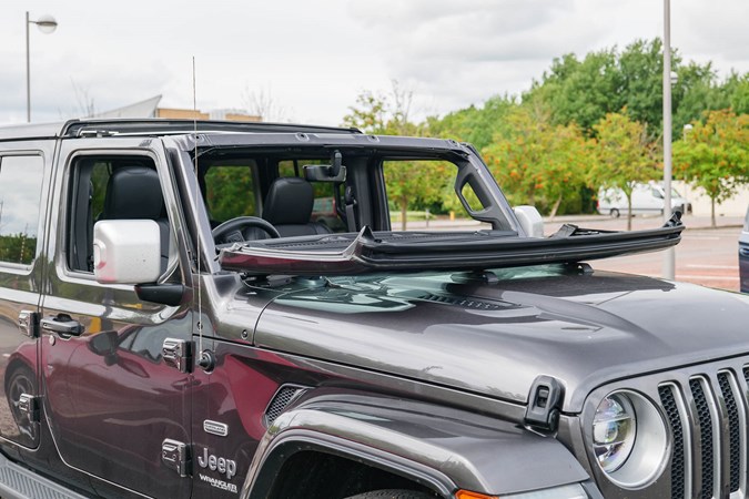 Jeep Wrangler windscreen folded down UK