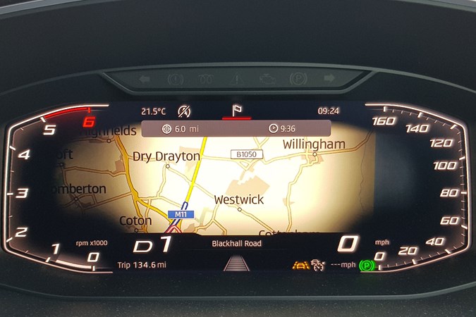 SEAT Tarraco long-term test review - digital instruments incorrectly displaying sat-nav map